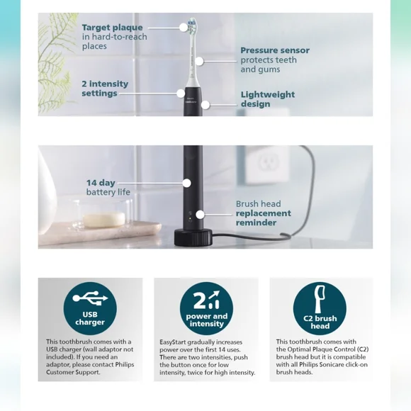 Philips Sonicare 4100 Power Toothbrush - Black - Picture 2 of 13